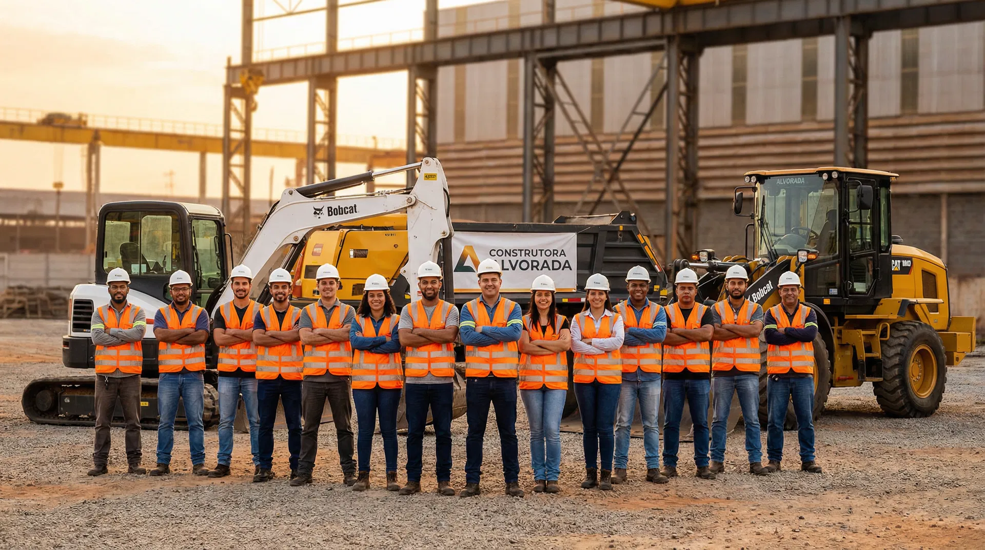 Equipe da Bobcat em Curitiba na locação de mini escavadeira e mini carregadeira